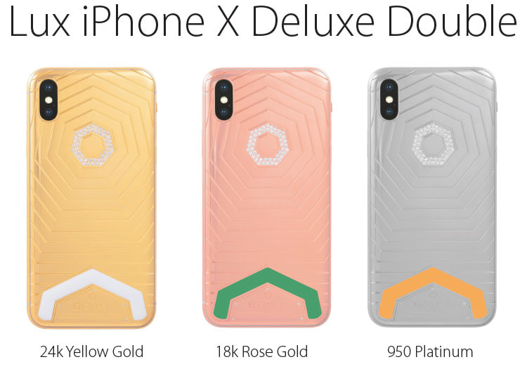 Lux iPhone X by Brikk in 24k yellow gold, 18k rose gold or 950 